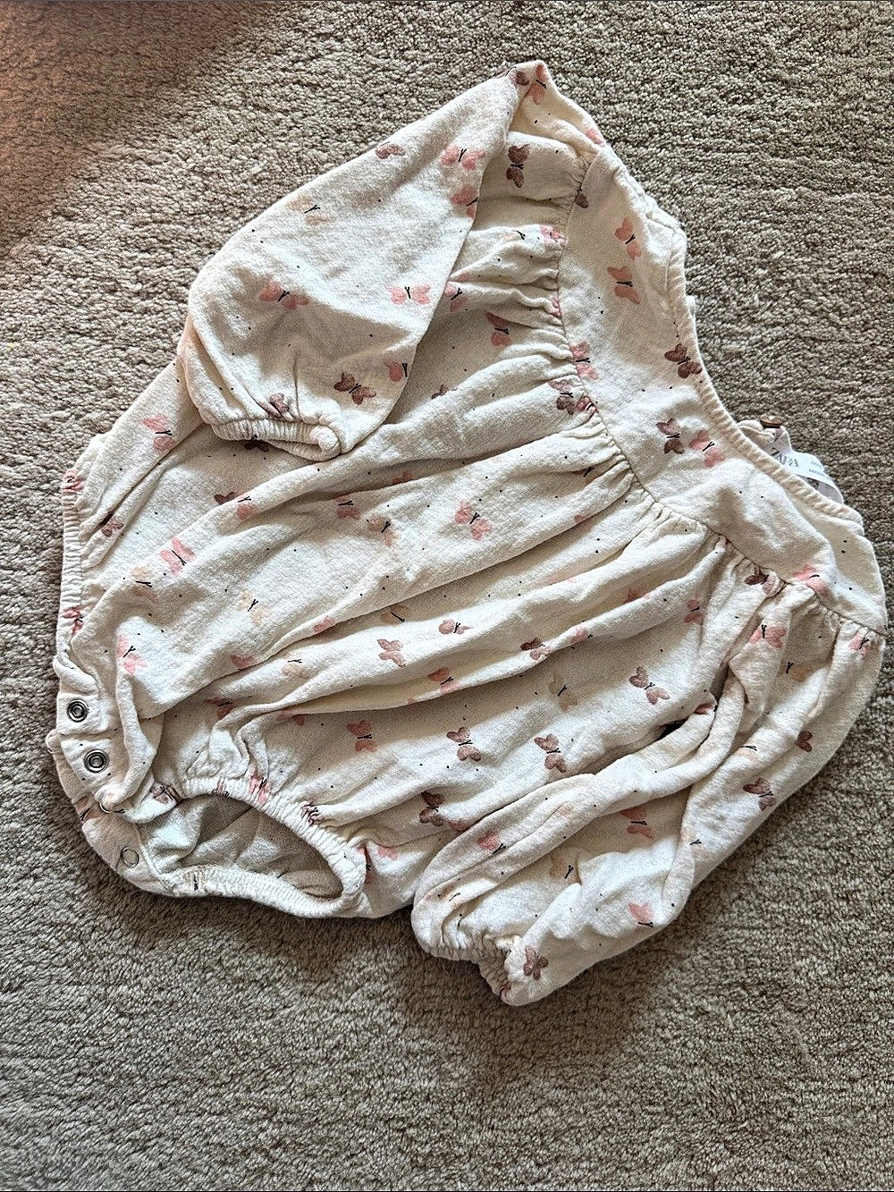 Zara butterfly long sleeve romper Cream & Pink Girls 12-18 Months